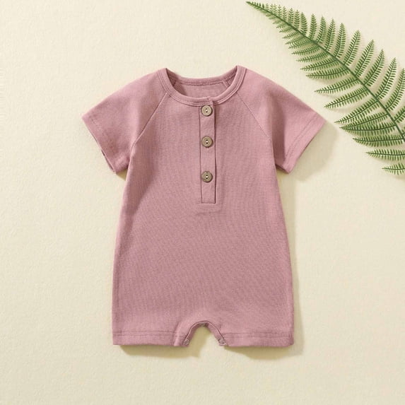 fnnxnal Pink Kids Girls Sleeveless Cotton Romper, Snap Closure, Breathable Summer Outfit,Size 0-3 Months