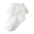 thumbnail image 1 of fnnxnal White Ruffle Lace Ankle Socks for Kids Kids Girls - Soft Cotton Breathable Frilly Dress Socks,Size L, 1 of 7