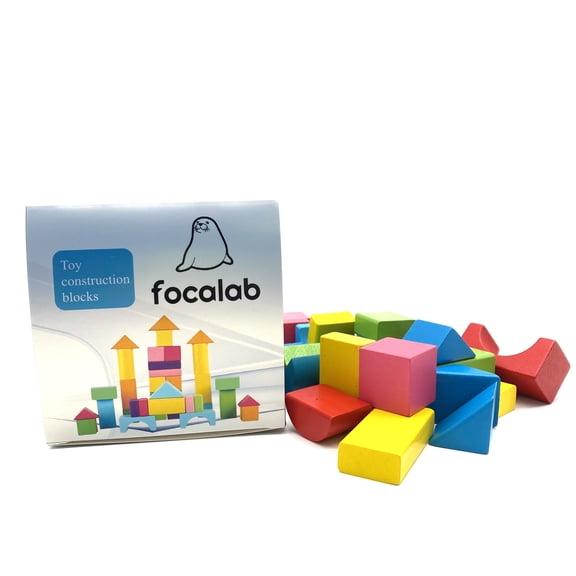 focalab Toy construction blocks Natural Wooden Building Blocks with Safe Paint for Enhancing Spatial Reasoning and Fine Motor Skills