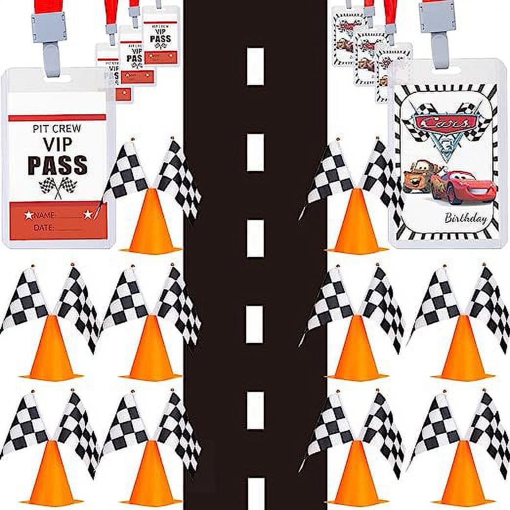 foci cozi, 63PCS Traffic Cones Checkered Flag Set- Race Car Birthday Decorations Party Favor Supplies, Soccer Training Cones for Kids,7 Inch