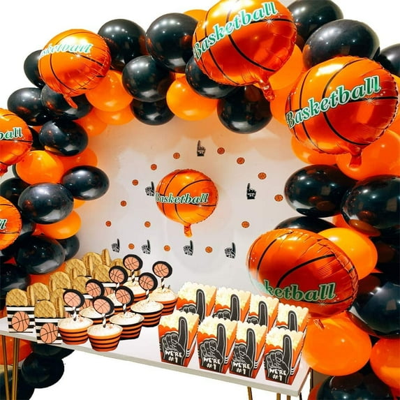 foci cozi Basketball Party Supplies Kit Basketball Foil Balloons for Boys Sports Theme Birthday Party