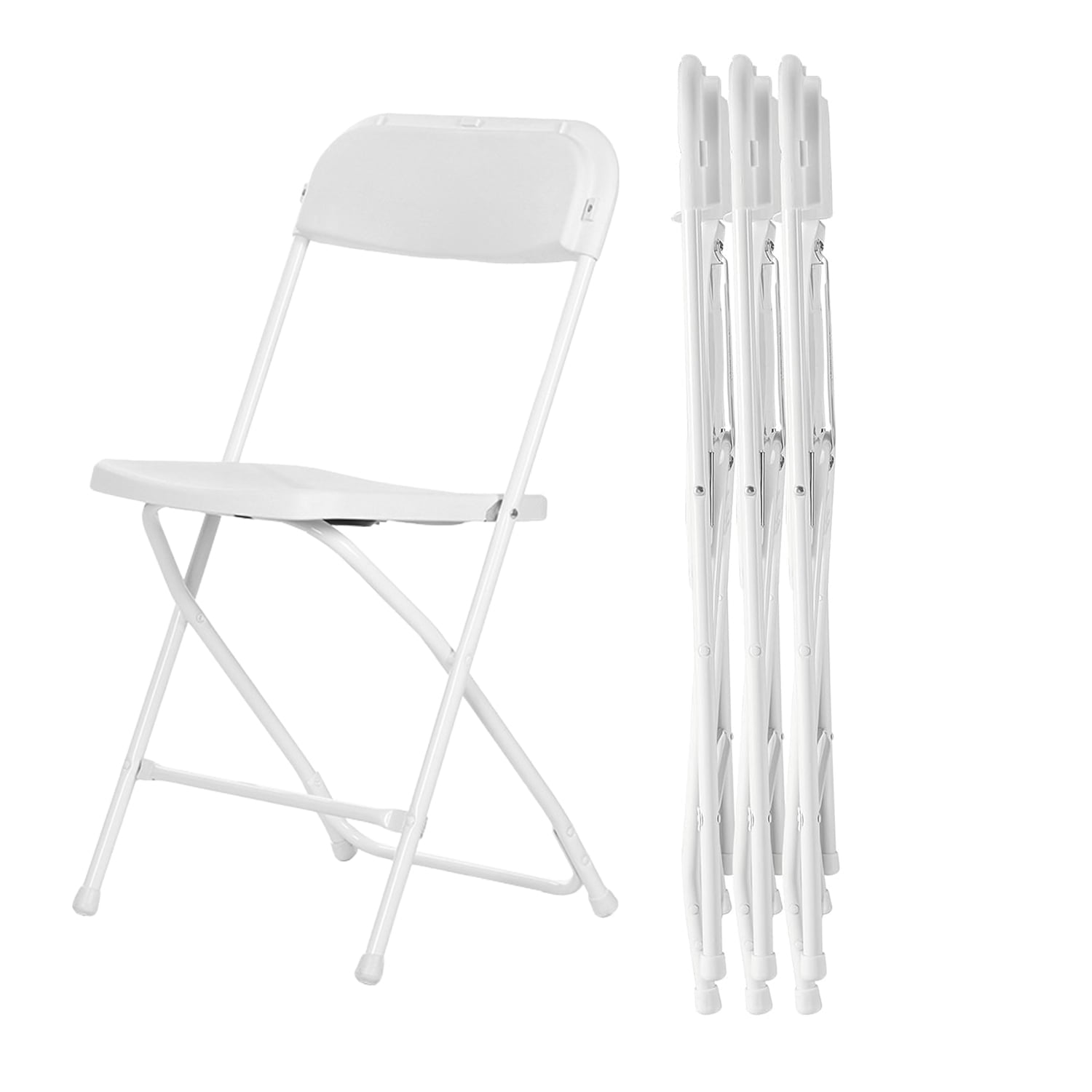 Behome 4 Pack Folding Chairs,Portable Metal Frame Chair,Stackable Indoor Outdoor Seat for Home, Office, Party,Backyard,Patio,400lbs Capacity, White