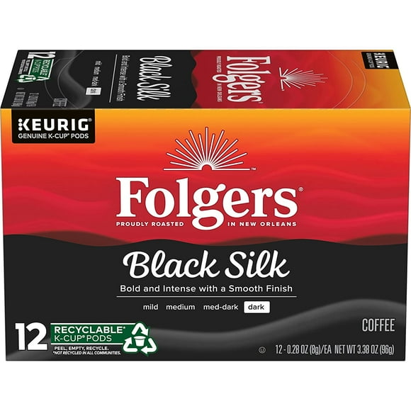 folgers black silk dark roast coffee, 72 k cups for keurig makers