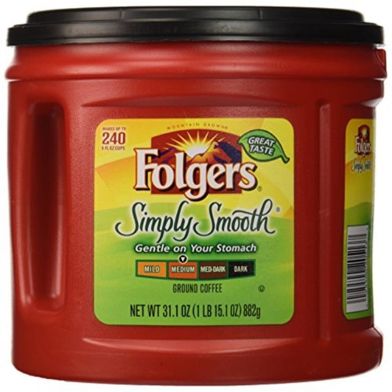 folgers simply smooth coffee, medium roast ground coffee, 31.1 ounces