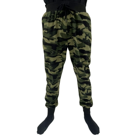 #followMe Men's Microfleece Buffalo Plaid Pajama Pants with Pockets: Comfortable Joggers (Camo Green Jogger, XX-Large)