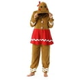 thumbnail image 1 of #followme Adult Christmas Onesie for Women Jumpsuit One-Piece Pajamas (Gingerbread Girl, X-Large), 1 of 5