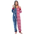 thumbnail image 1 of #followme American Flag Adult Onesie Pajamas (Women's Flag - Red, XX-Large), 1 of 4