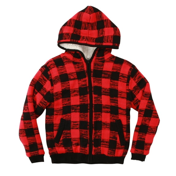 #followme Boys Sweater Zip Hoodie Jacket 98704-10503-8 (Boys 10-12, Buffalo Plaid)