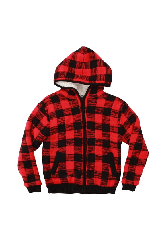 #followme Boys Sweater Zip Hoodie Jacket 98704-10503-8 (Boys 10-12, Buffalo Plaid)