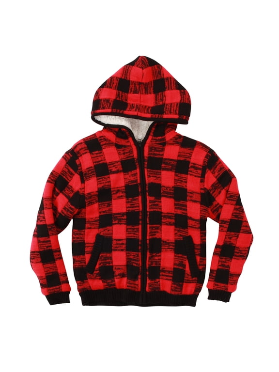 #followme Boys Sweater Zip Hoodie Jacket 98704-10503-8 (Boys 2T, Buffalo Plaid)