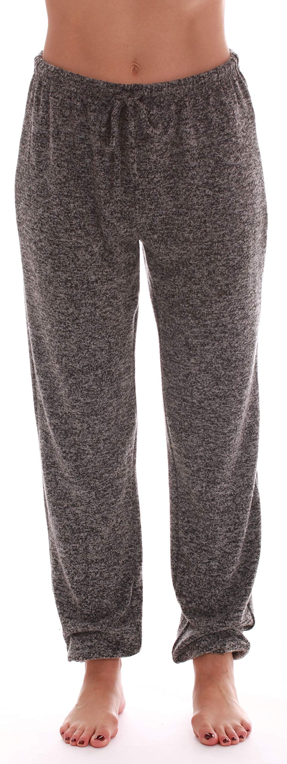 followme Buffalo Plaid Flannel Pajama Joggers for Women with Pockets (Black, Large)