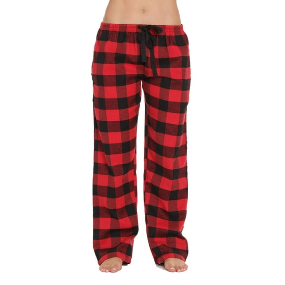 #followme Buffalo Plaid Flannel Pajama Pants for Women with Pockets (Red - Buffalo Plaid, X-Large)