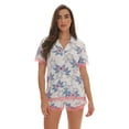 thumbnail image 1 of #FollowMe Womens Button-Down Pajama Shorts Set with Notch Collar  Chic & Comfy Loungewear (Cream - Whimsy Floral, Large), 1 of 4