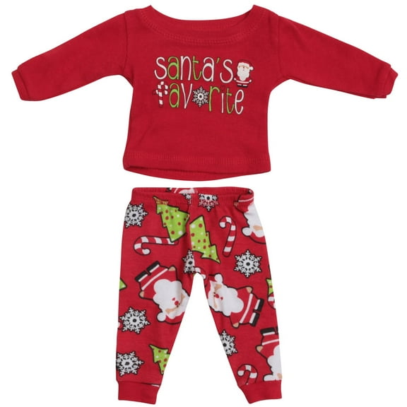 #FollowMe Family Cotton Womens Pajama Set  Soft, Stylish Coordinated Sleepwear (Santa's Favorite Doll, Doll One Size)