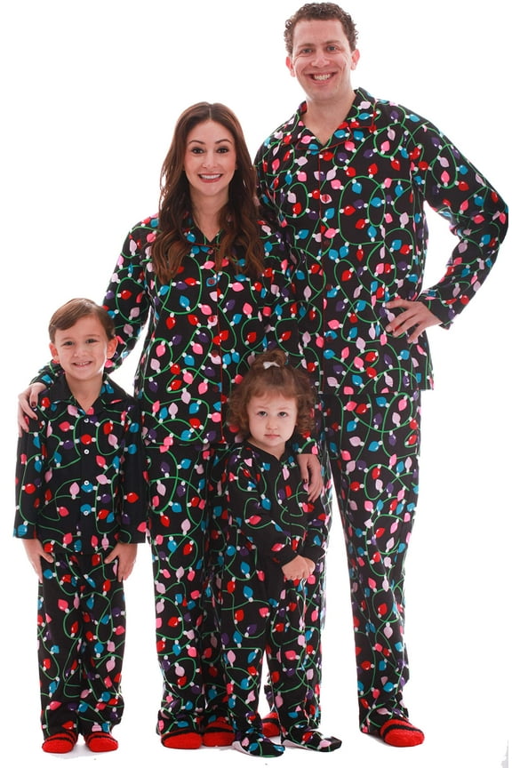#followme Family Pajamas Flannel Kids Pajama Set (Christmas Lights, 12 Months)