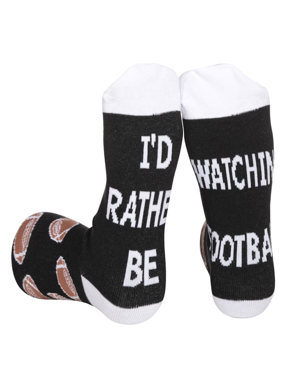 #followme Funny Socks for Men - Men’s Novelty Gift Socks with Sayings (I'd Rather Be Watching Football)