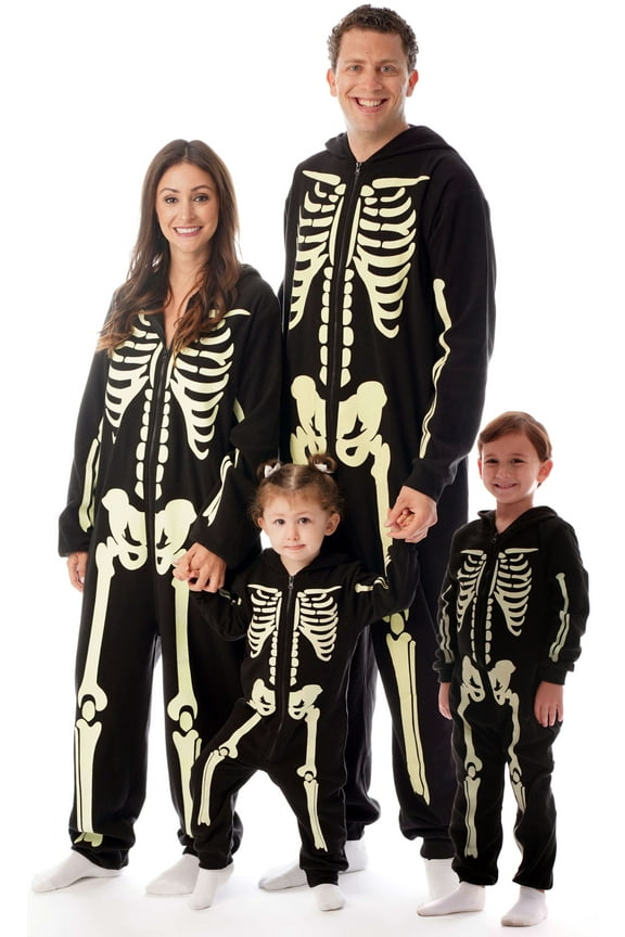 #followme Glow In The Dark Skeleton Men's Adult Onesie Pajamas 6741-XXL (Men's Skeleton, Mens Large)