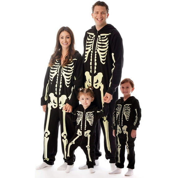 #followme Glow In The Dark Skeleton Men's Adult Onesie Pajamas 6741-XXL (Women's Skeleton, XX-Large)