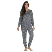 #followme Hacci Pajama Pants Set for Women 6831-10456-COR-XL (X-Large, Charcoal - Stars)