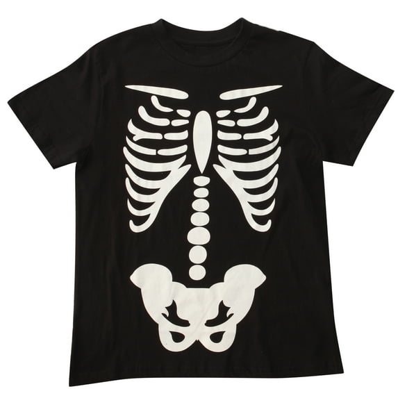 #followme Halloween T-Shirt for Women Skeleton & Pumpkin (Skeleton - Black, Medium)