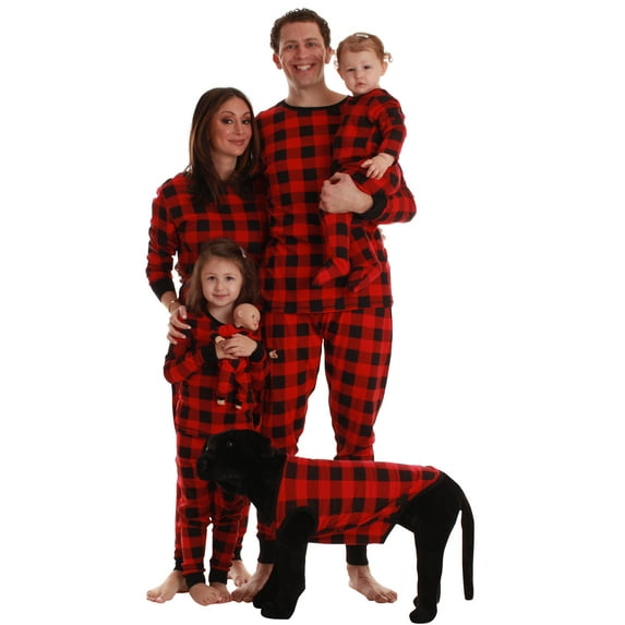#followme Matching Christmas Pajamas for Family or Couples (Buffalo Plaid, Dog Large)