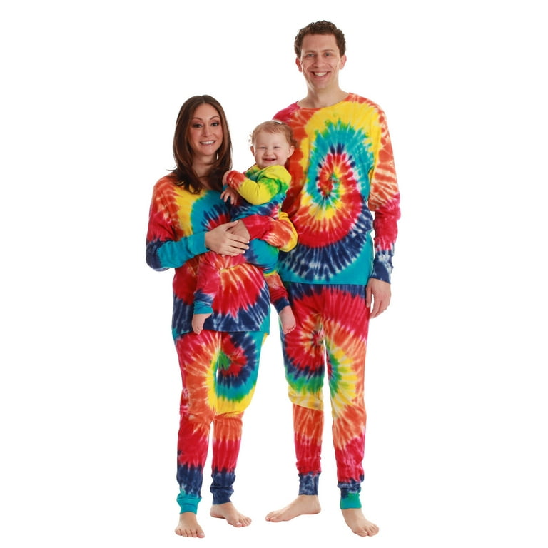 followme Matching Christmas Pajamas for Family or Couples Tie Dye Bright Swirl Mens 2XL Walmart