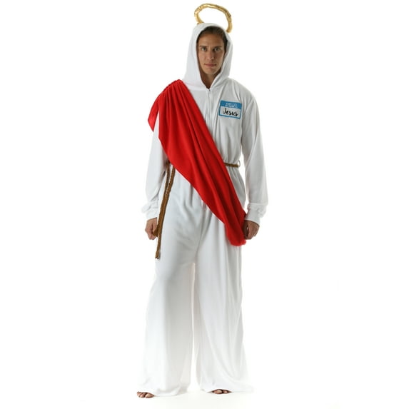 #followme Mens Adult Bodysuit Holiday Microfleece Jumpsuit One-Piece Pajamas (Jesus, Small)