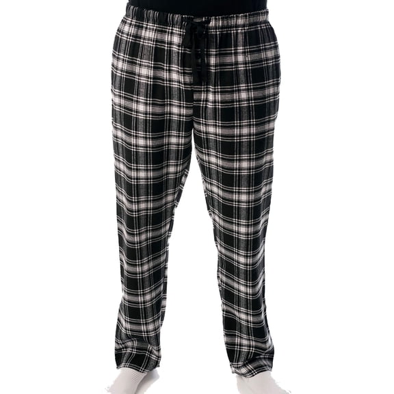 #followme Men's Flannel Pajamas - Plaid Pajama Pants for Men - Lounge & Sleep PJ Bottoms (Black Plaid, Small)