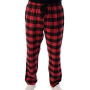 #followme Mens Flannel Pajamas - Plaid Pajama Pants for Men - Lounge & Sleep PJ Bottoms Black & Red Buffalo Plaid, 3X