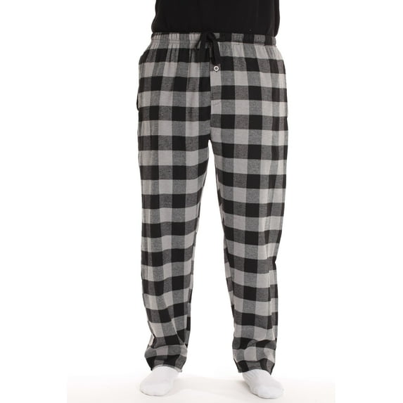 #followme Men's Flannel Pajamas - Plaid Pajama Pants for Men - Lounge & Sleep PJ Bottoms (Grey - Buffalo Plaid, Medium)