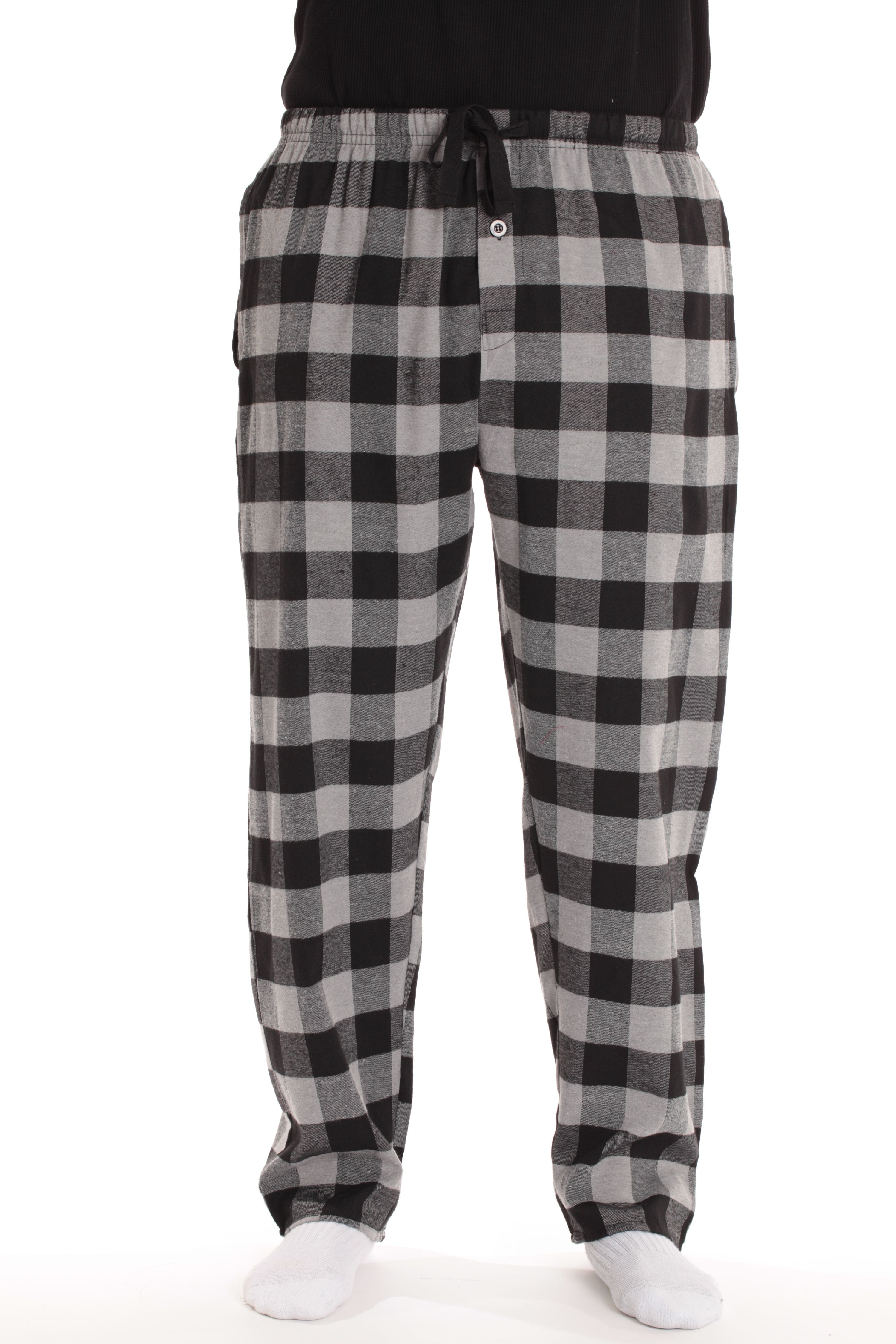 #followme Men's Flannel Pajamas - Plaid Pajama Pants for Men - Lounge &  Sleep PJ Bottoms (Grey - Buffalo Plaid, X-Large)