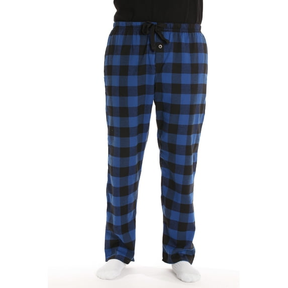#followme Men's Flannel Pajamas - Plaid Pajama Pants for Men - Lounge & Sleep PJ Bottoms (Royal - Buffalo Plaid, Large)