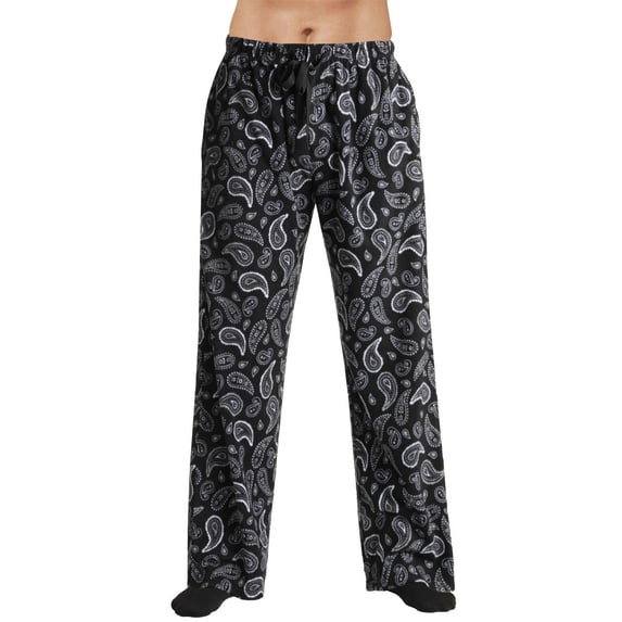 #followme Men's Microfleece Pajamas - Paisley Bandana Print Pajama Pants for Men - Lounge & Sleep PJ Bottoms 45902-V-10780-BLK-M