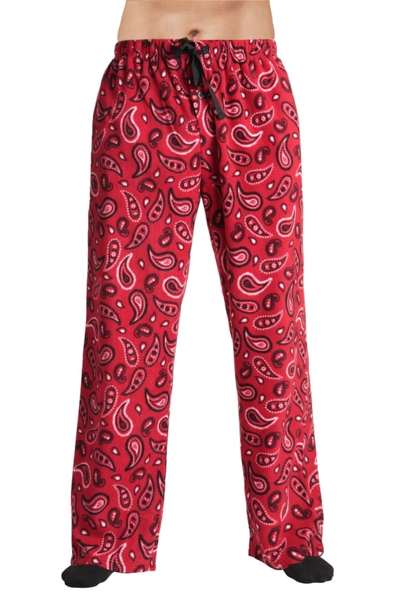 #followme Men's Microfleece Pajamas - Paisley Bandana Print Pajama Pants for Men - Lounge & Sleep PJ Bottoms 45902-V-10780-RED-2XL