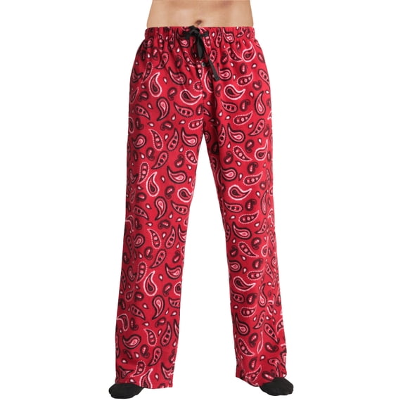 #followme Polar Fleece Pajama Pants for Men 45902-V-10780-RED-3XL (3X-Large, Rodeo Bandana - Red)
