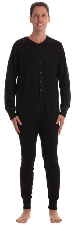 #followme Men's Solid Thermal Henley Adult Onesie (Black, Medium)