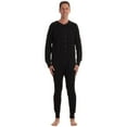 thumbnail image 1 of #followme Men's Solid Thermal Henley Adult Onesie (Black, Small), 1 of 3