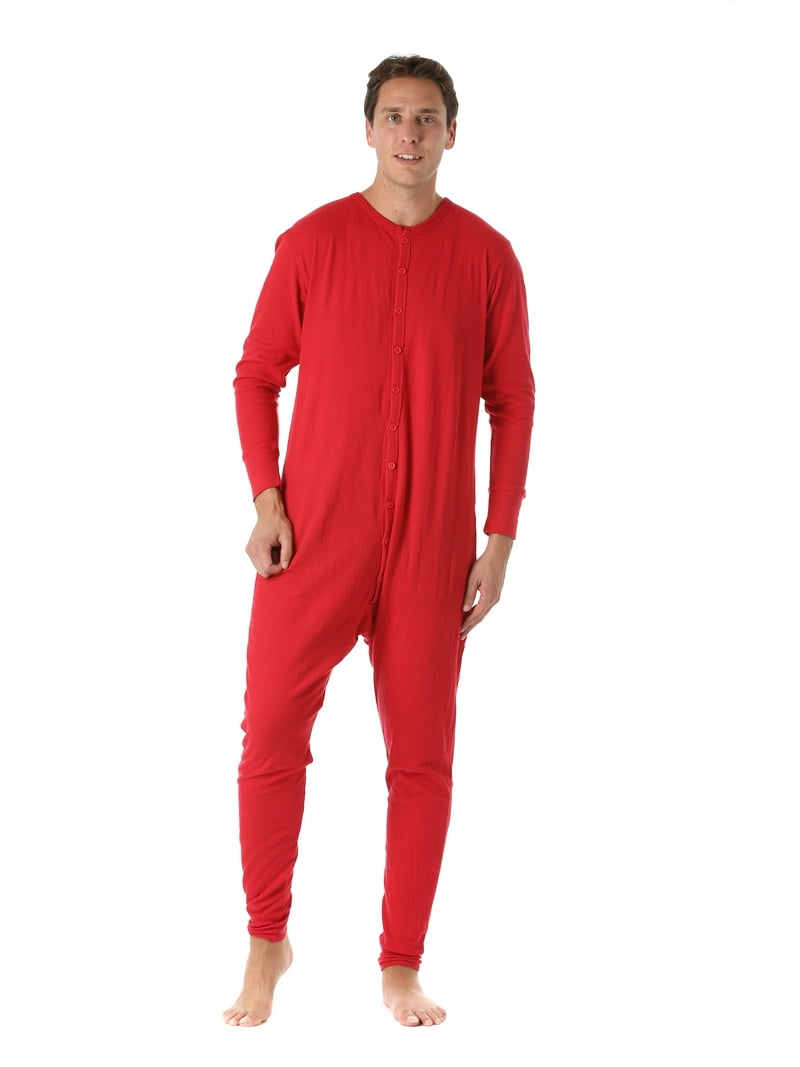 followme Men's Warm Long Johns Onesie Pajamas Thermal Henley Adult
