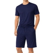 #followme Mens Ultra Soft Pajama Short Set Stretch Jersey 2-Piece Sleep & Lounge Set Navy Short Set, XX-Large