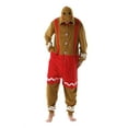 thumbnail image 1 of #followme Mens Adult Bodysuit Holiday Microfleece Jumpsuit One-Piece Pajamas (Gingerbread Man, XX-Large), 1 of 4