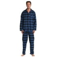 thumbnail image 1 of #FollowMe Mens Plaid Button-Front Flannel Pajama Set  Classic & Comfortable Sleepwear (Blue Black Buffalo Plaid, Small), 1 of 3