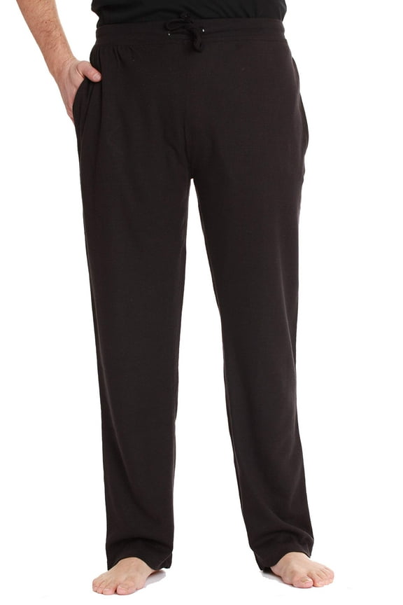 #followme Mens Thermal Pajama Pants with Pockets – Lounge & Sleep PJ Bottoms (Black, Medium)