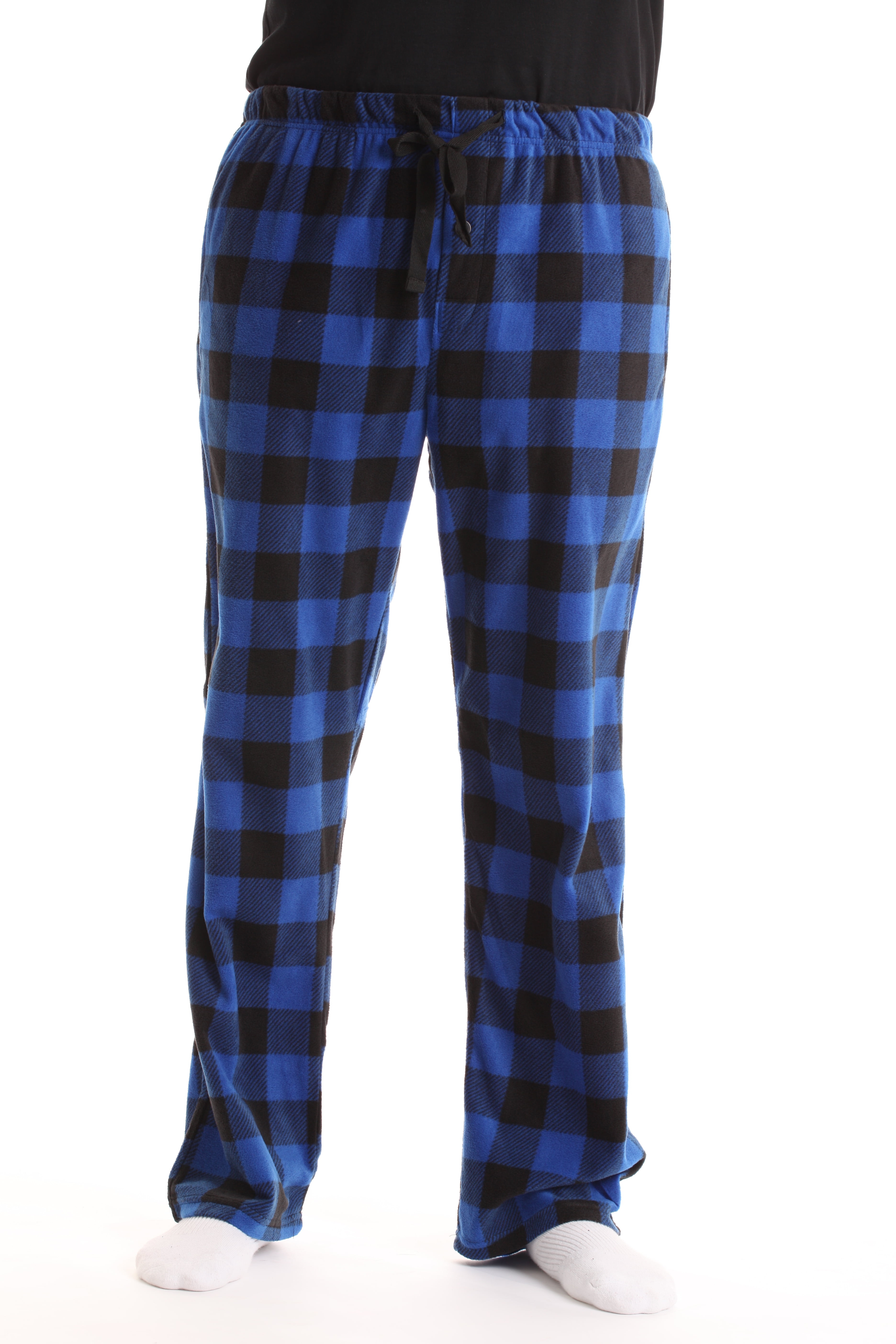 Microfleece Mens Plaid Pajama Pants with Pockets (Red Buffalo Plaid, Large)  