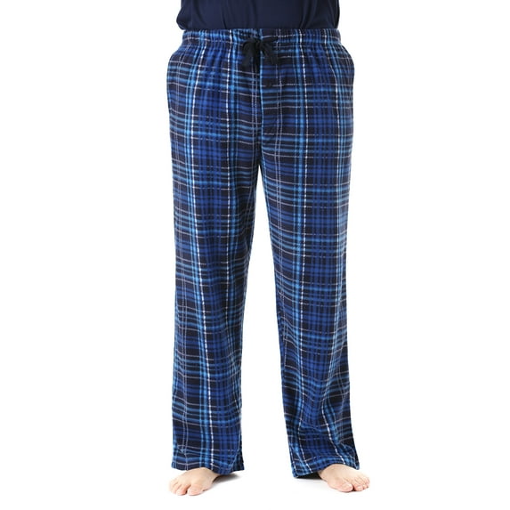 #followme Microfleece Mens Buffalo Plaid Pajama Pants with Pockets (Blue Plaid, 3X-Large)