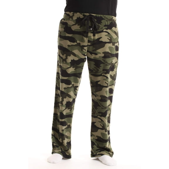 #followme Microfleece Mens Buffalo Plaid Pajama Pants with Pockets (Camouflage Green, 3X-Large)
