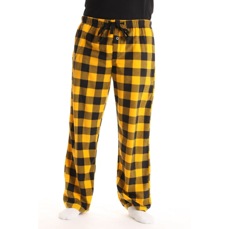 #followme Microfleece Men’s Buffalo Plaid Pajama Pants with Pockets (Gold  Buffalo Plaid, XX-Large)
