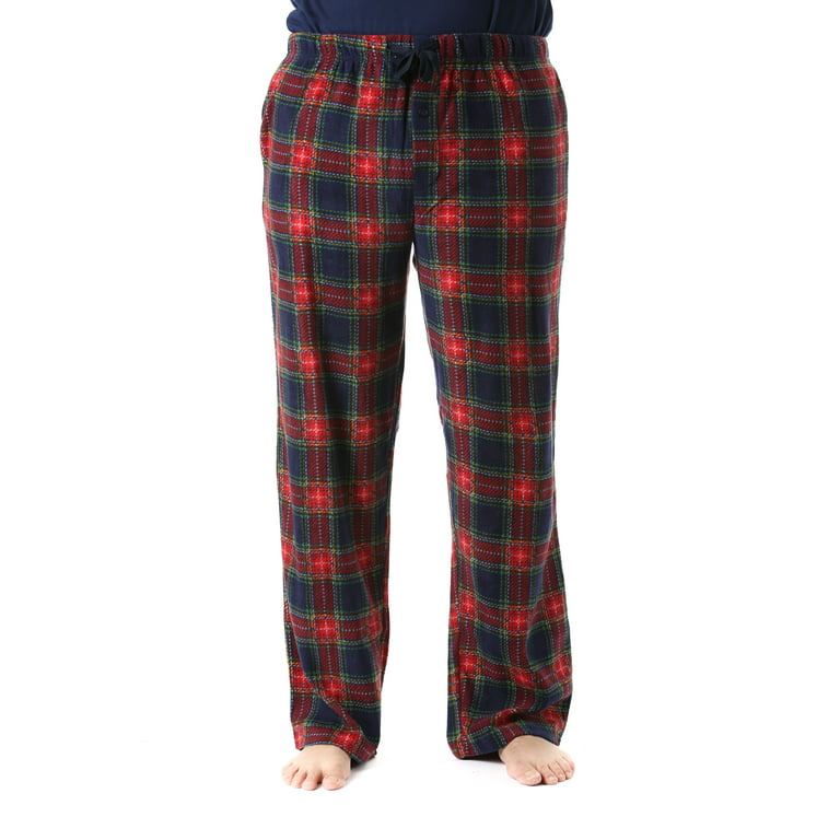 followme Microfleece Men's Buffalo Plaid Pajama Pants with Pockets (Navy &  Red Plaid, Large) 