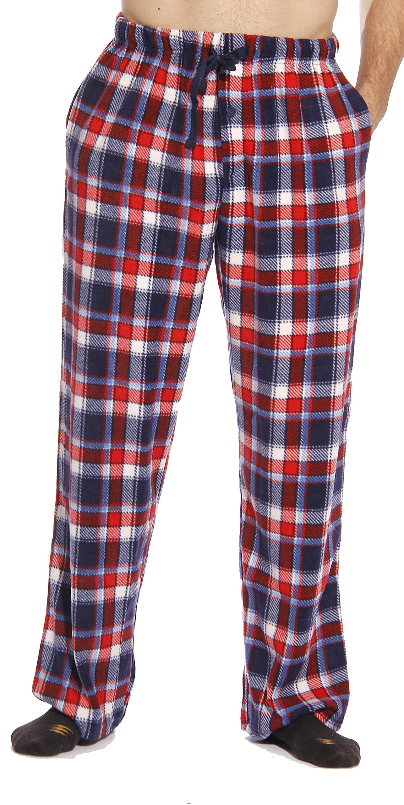 followme Microfleece Men's Buffalo Plaid Pajama Pants with Pockets (Blue  Buffalo Plaid, Medium) 
