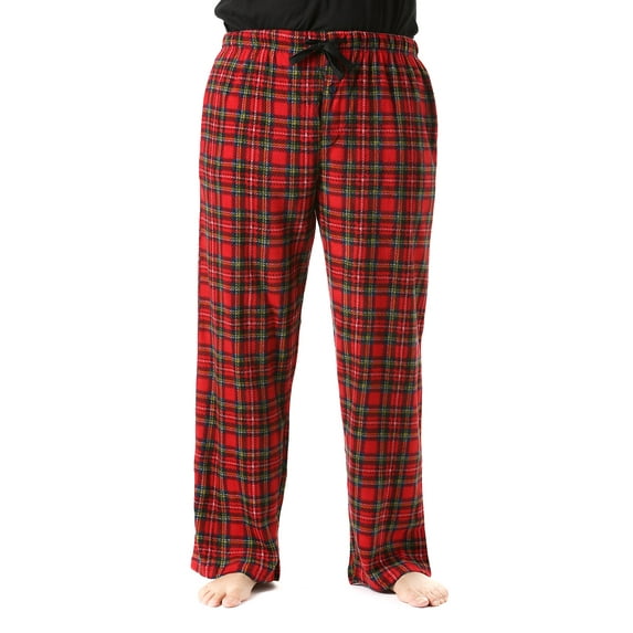 #followme Microfleece Mens Buffalo Plaid Pajama Pants with Pockets (Red and Black Plaid, XX-Large)