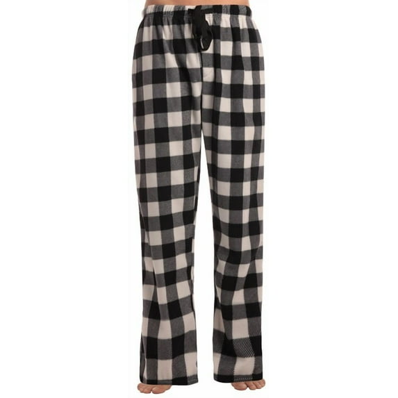 #followme Microfleece Mens Buffalo Plaid Pajama Pants with Pockets (White Buffalo Plaid, Medium)